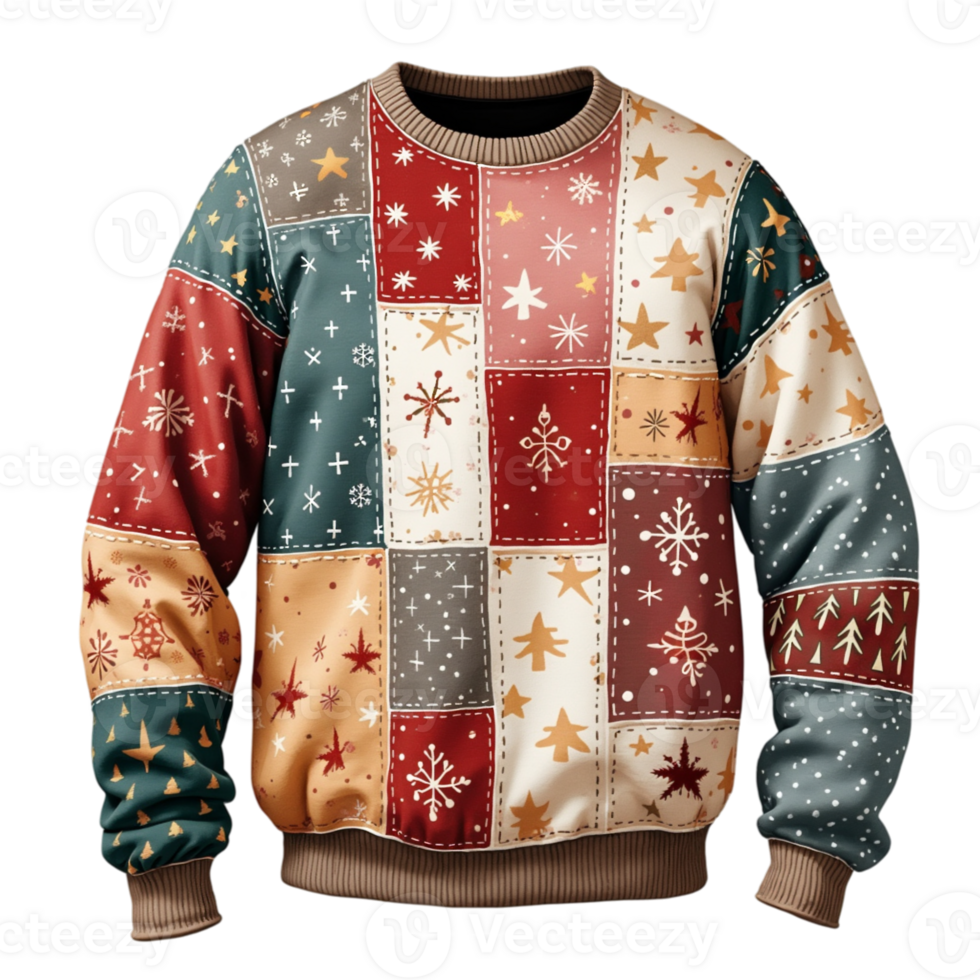 Christmas sweater with stars and snowflakes png