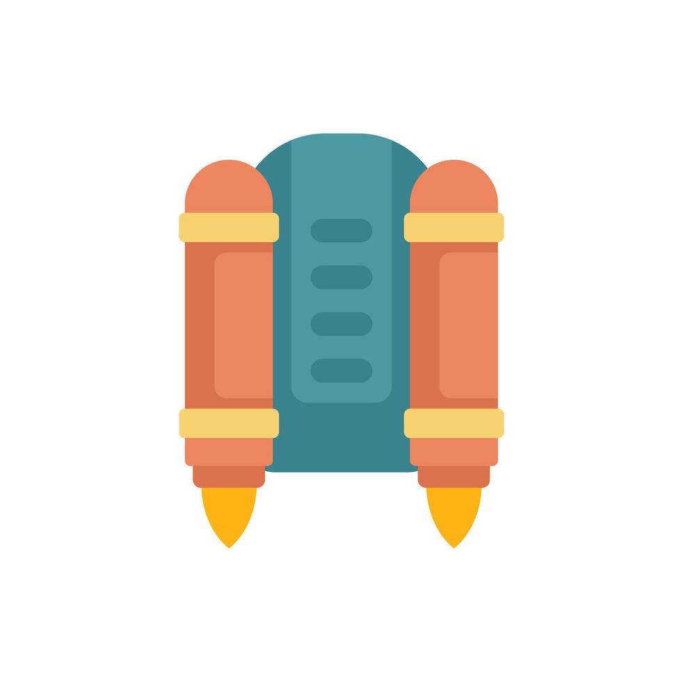 Jetpack with two burning turbines launching up vector