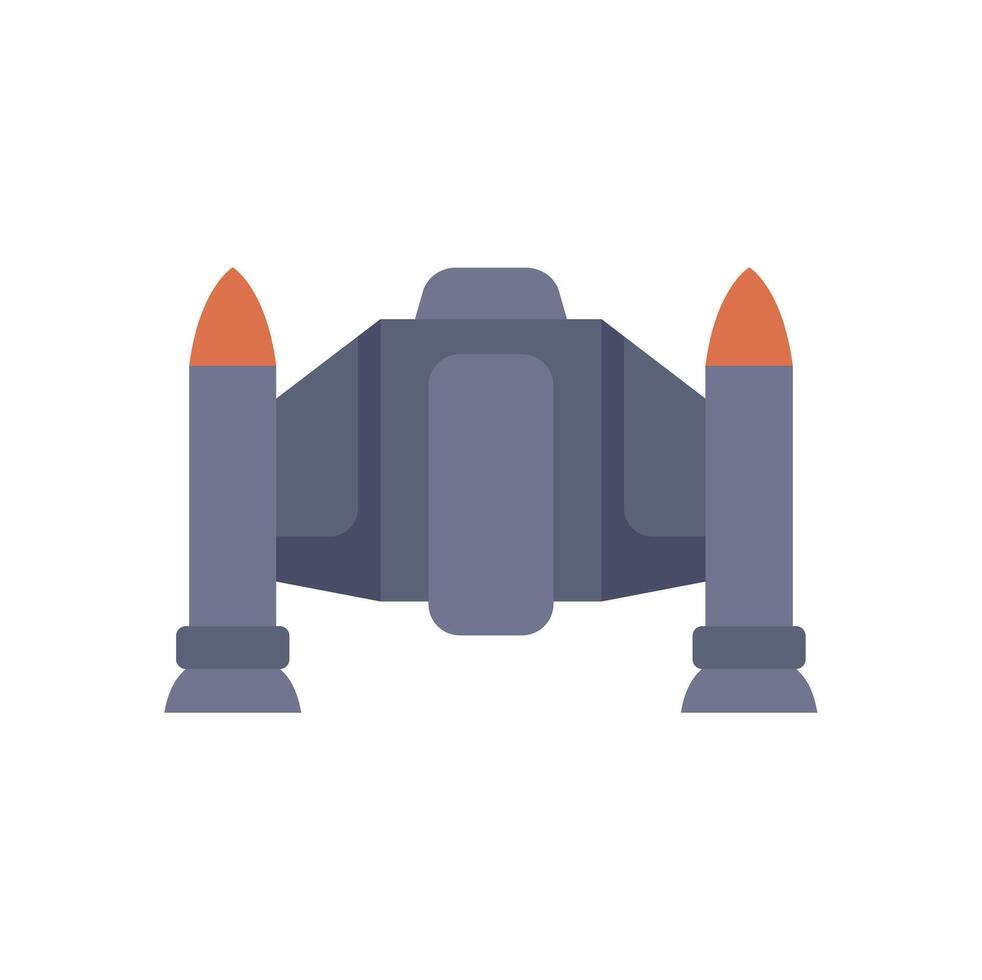 Spacecraft with two rocket boosters taking off from base vector