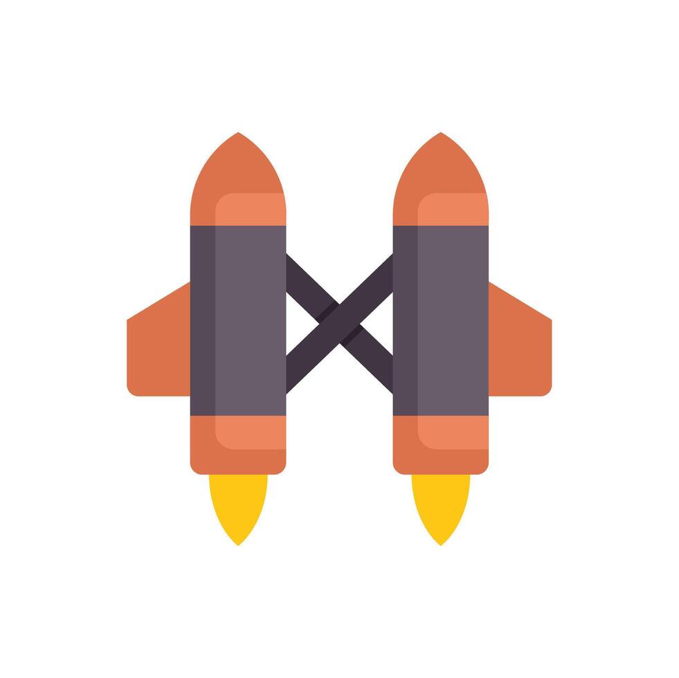 Two rockets crossing each other while flying with active engines vector