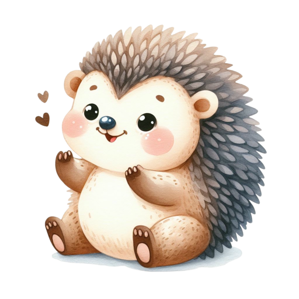 A cute hedgehog with a heart on its chest cutouts png