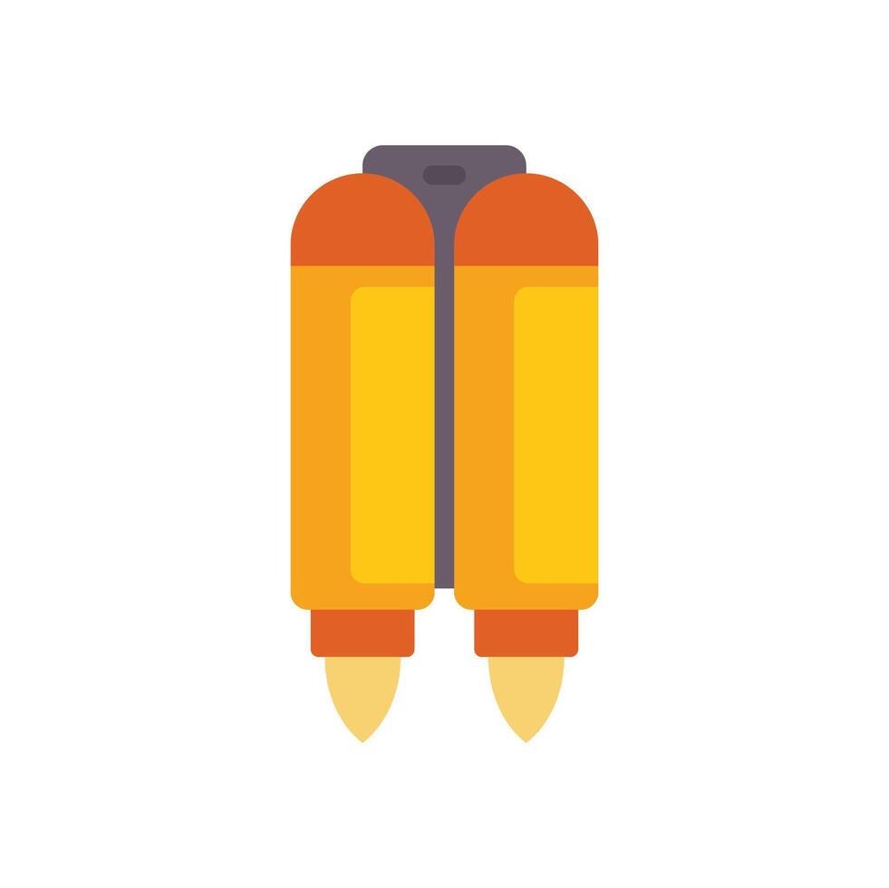 Jetpack generating thrust for takeoff with flames vector