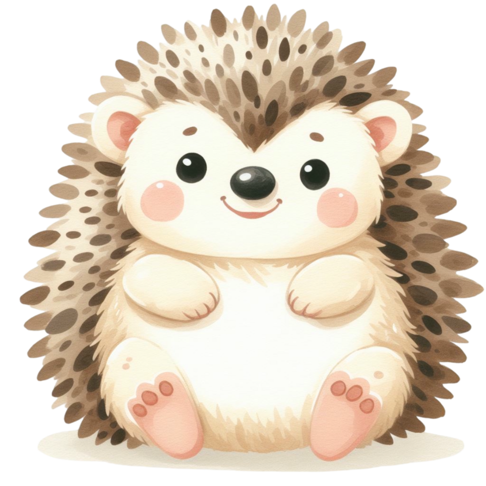 A cute hedgehog sitting on its back png
