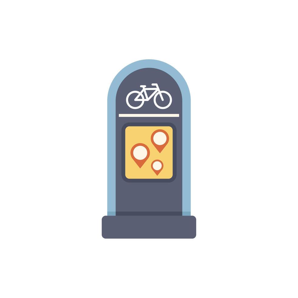 City bike sharing station with location map showing points for rent and parking bicycle vector