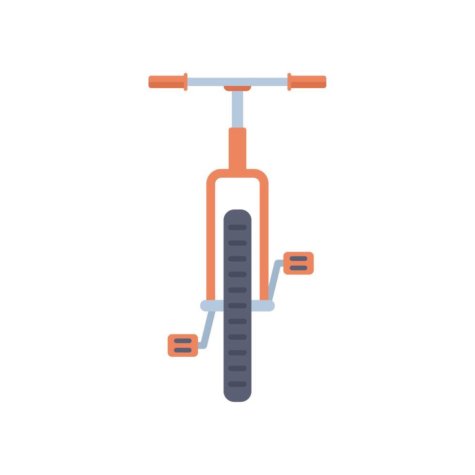 Orange unicycle standing on one wheel for entertainment and riding vector