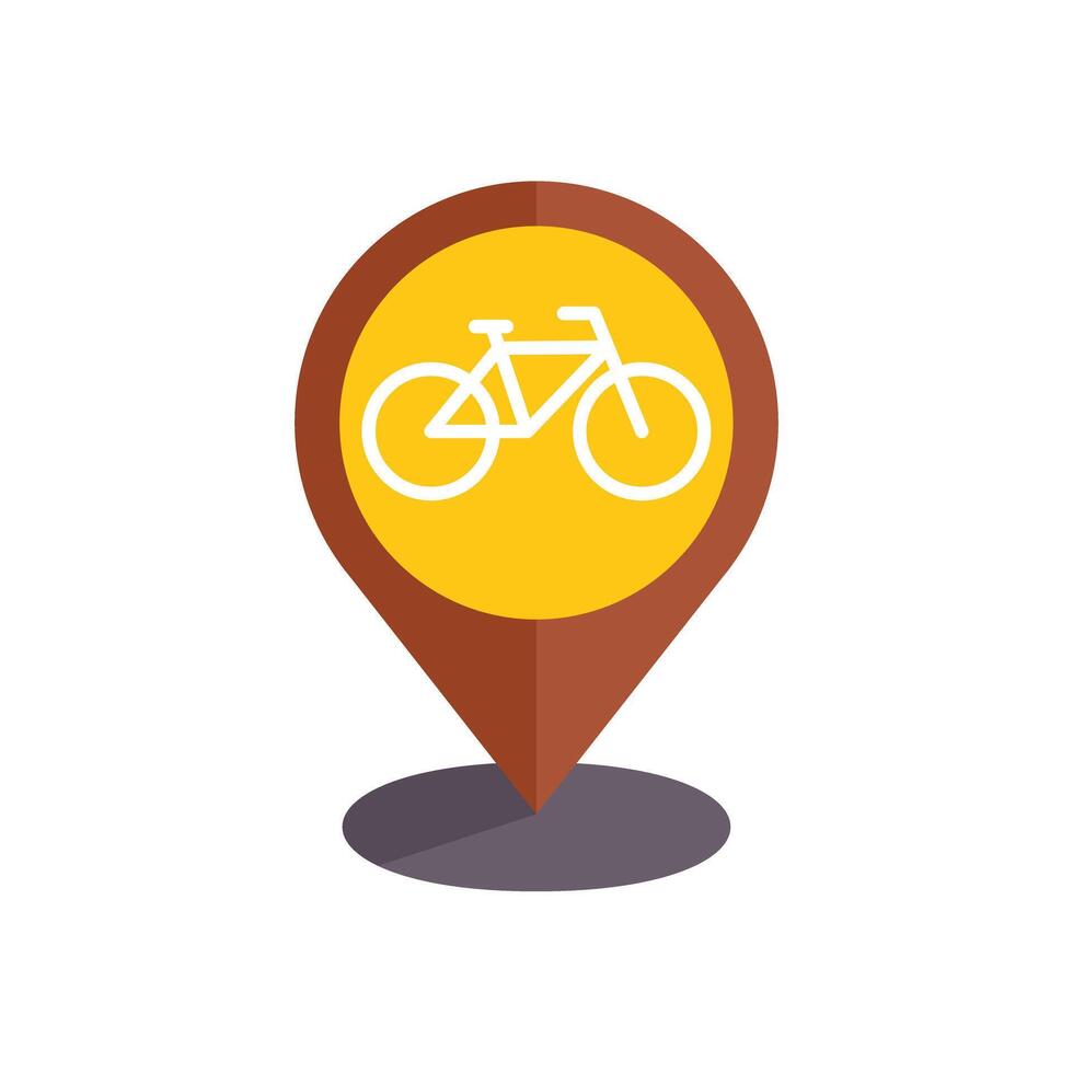 Bicycle icon pinpointing bike shop location on map vector