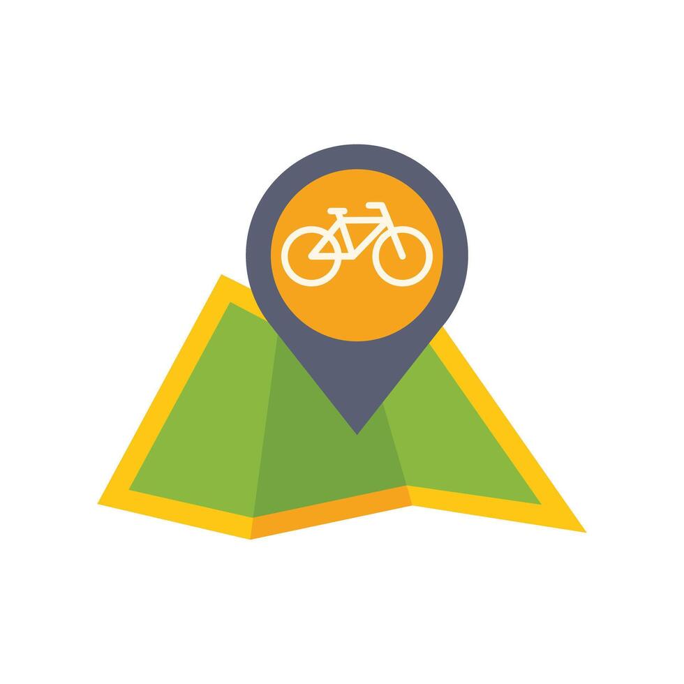 Bicycle location pin showing bike shop or bike path on map vector