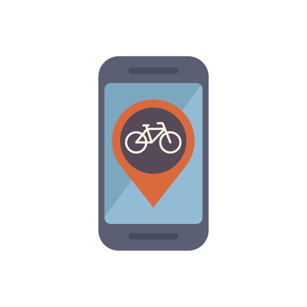 Smartphone showing bike location app with map pin vector