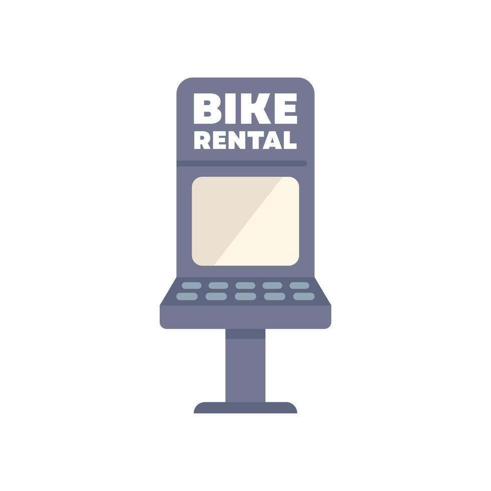 Bike rental stand with digital screen displaying empty frame for advertising vector