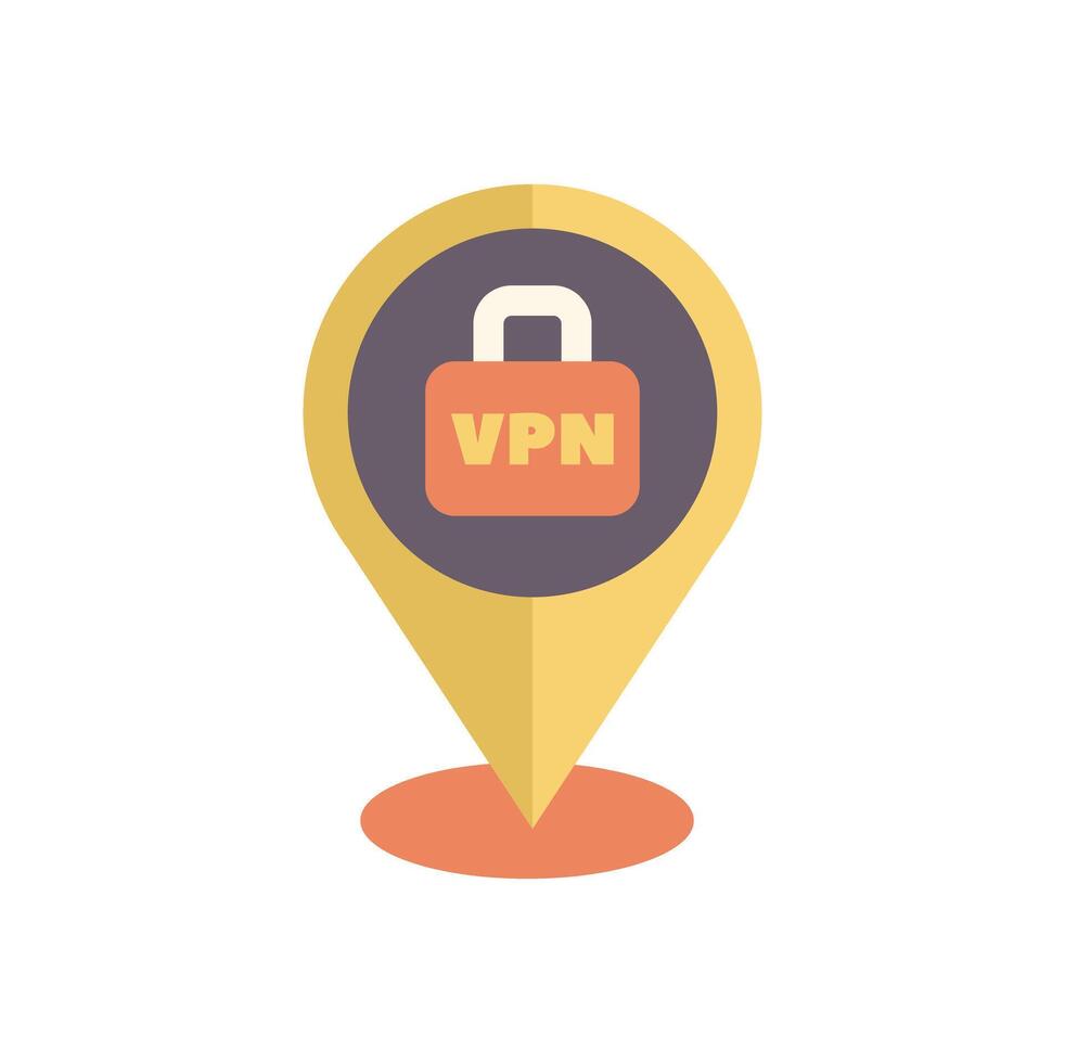 Location pin pointing vpn lock icon vector