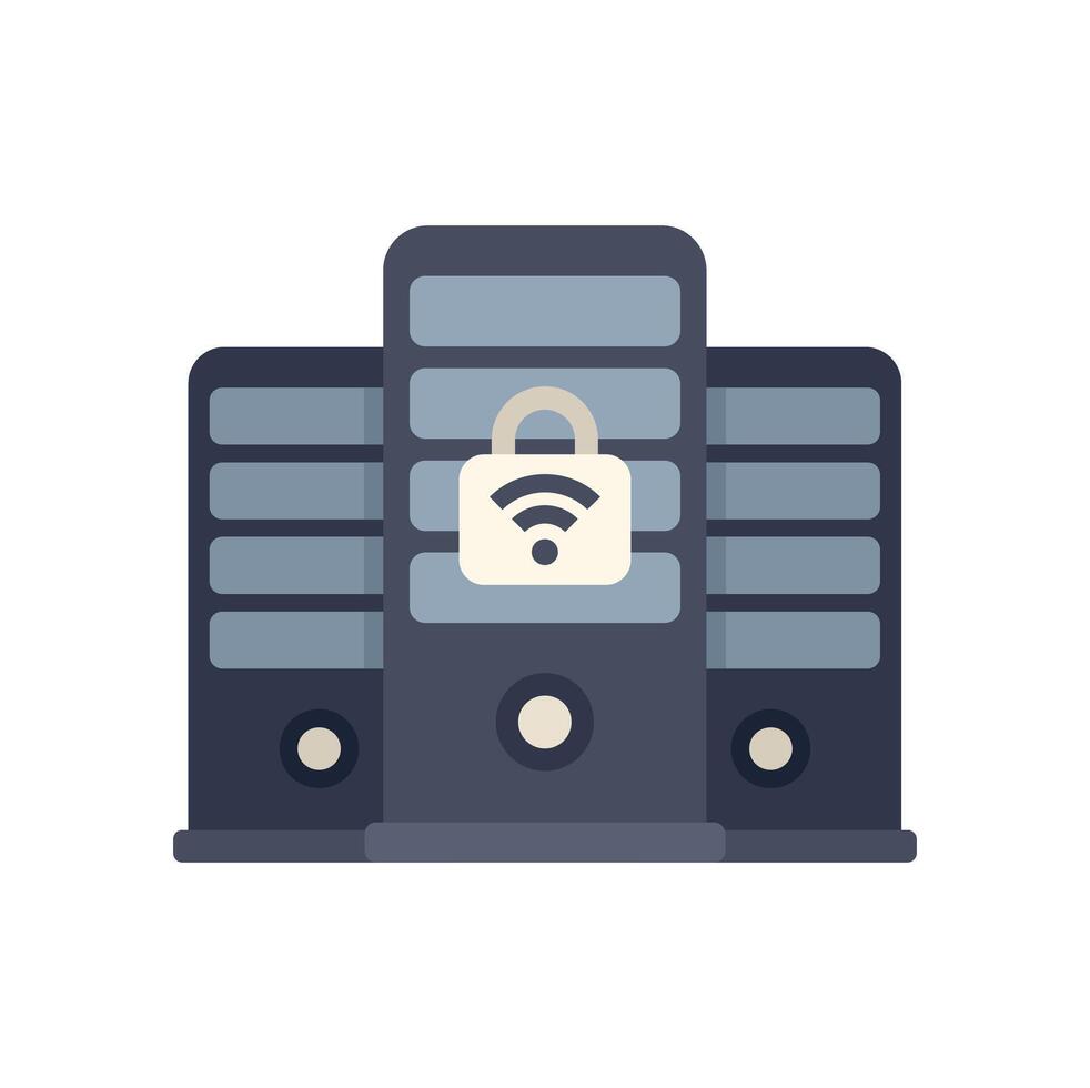 Server room providing secure wifi internet connection vector