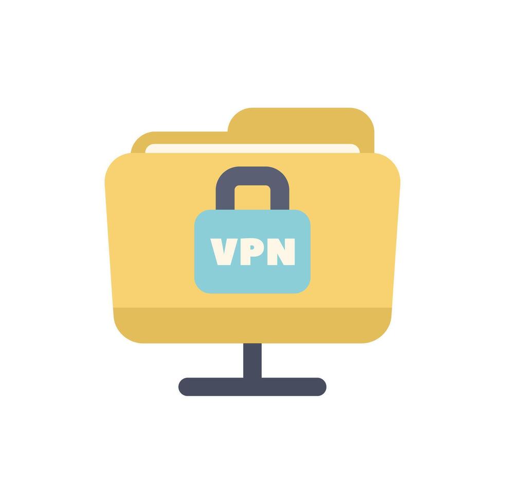 Secure folder with vpn connection showing data protection concept vector