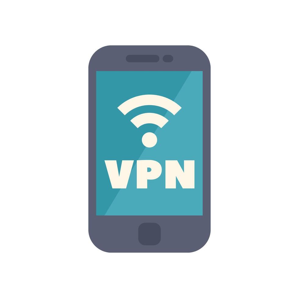 Smartphone showing vpn app and wifi icon on screen vector