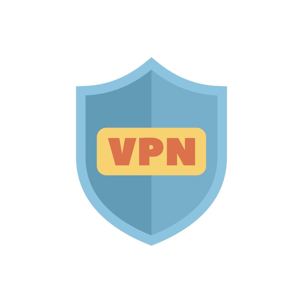 Blue shield protecting vpn connection symbolising online security vector