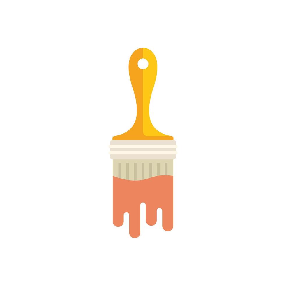 Paint brush dripping with wet orange paint for home renovation project vector