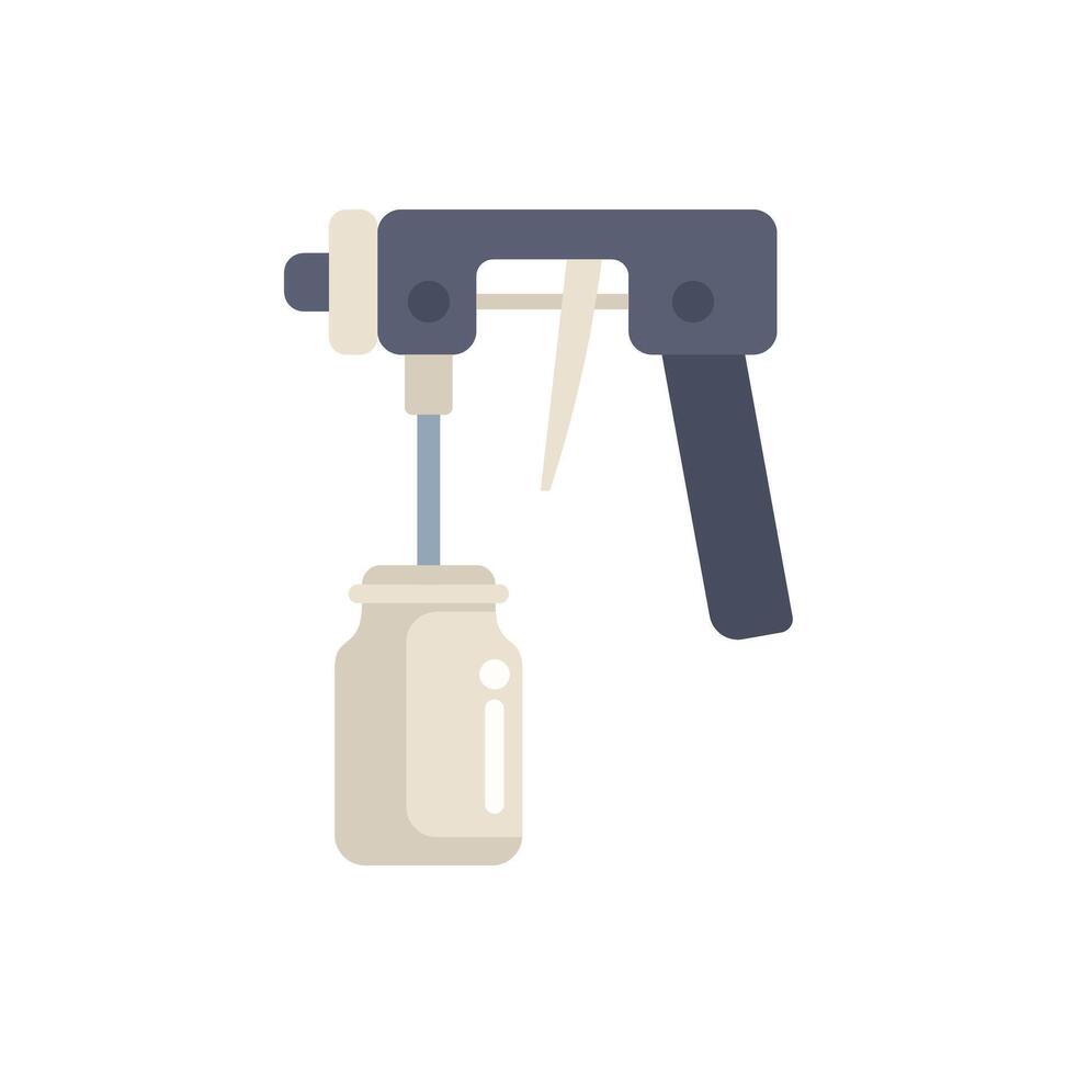 Professional spray gun holding paint container for coloring renovation project vector