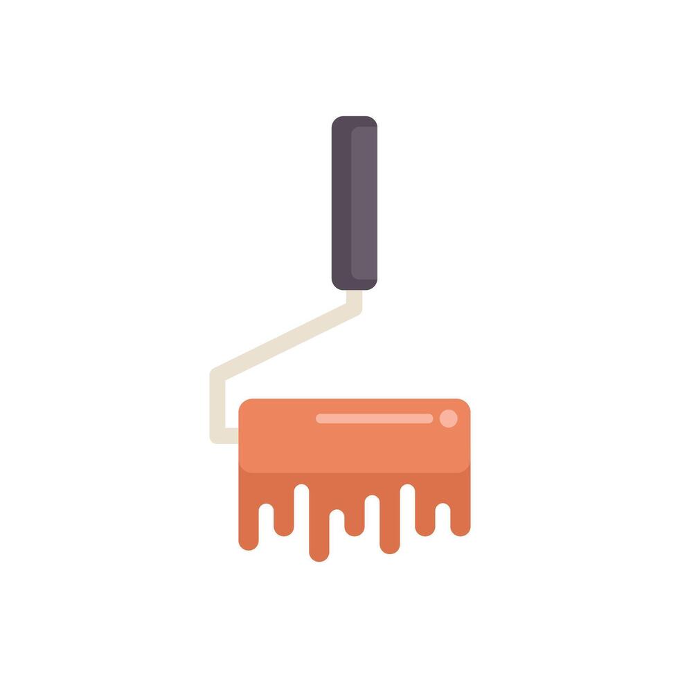 Paint roller dripping with orange paint on white background vector
