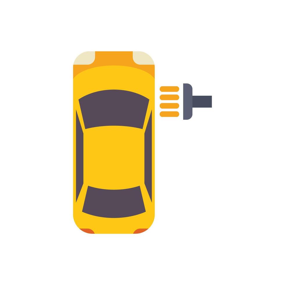 Yellow car parking in parking lot top view with wind direction sign vector