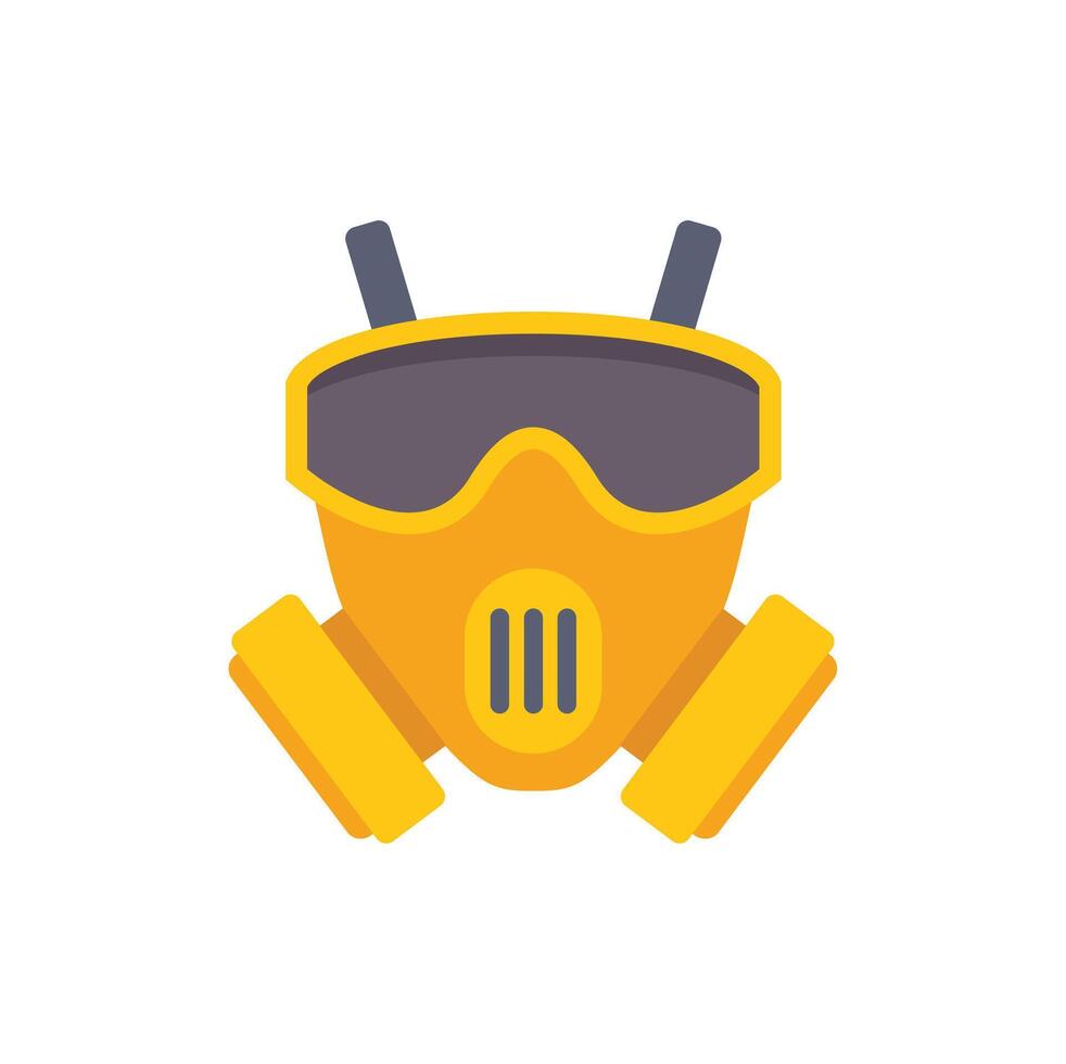 Yellow gas mask protecting from toxic fumes and viruses vector