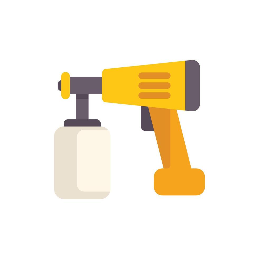 Yellow and grey electric spray gun with paint tank for painting walls vector