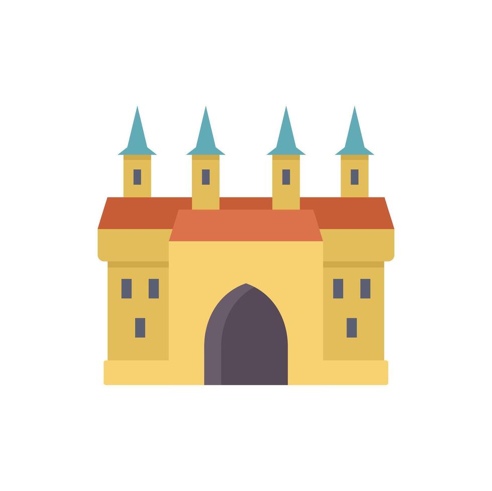 Medieval castle building facade with towers and gate illustration vector