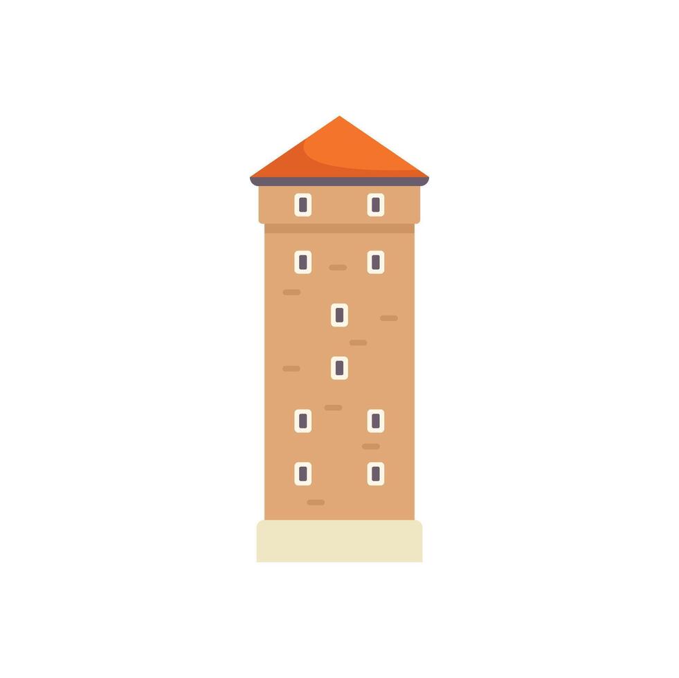 Medieval tower building standing tall with windows vector