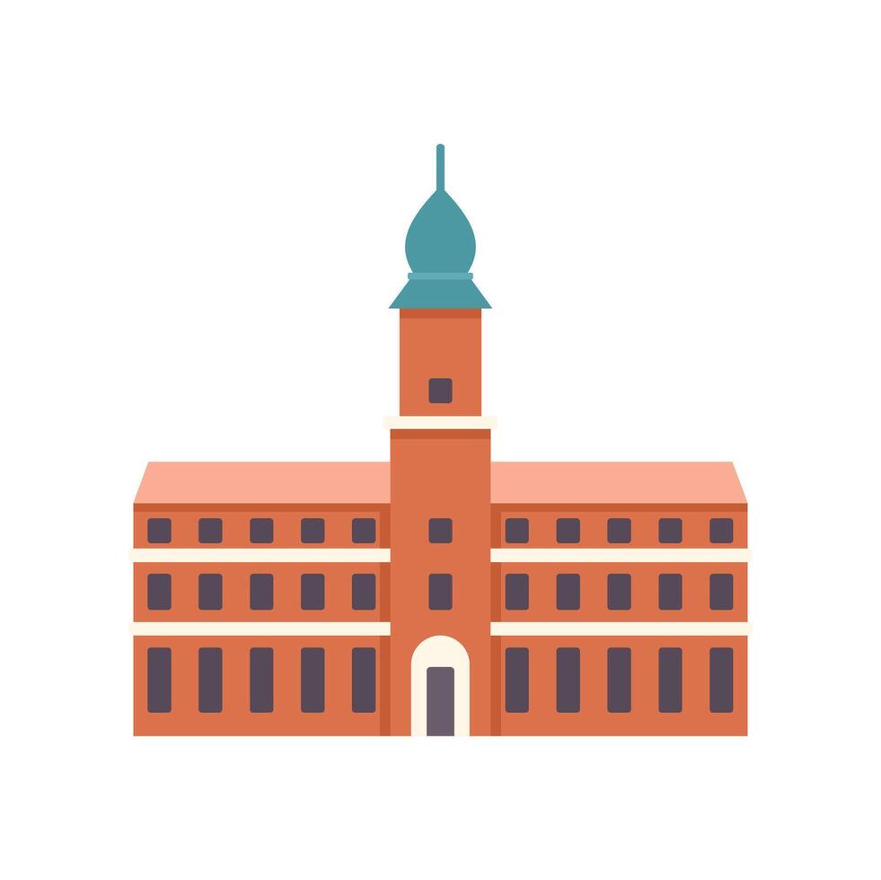 This is an illustration of a big brick city hall building with a clock tower vector
