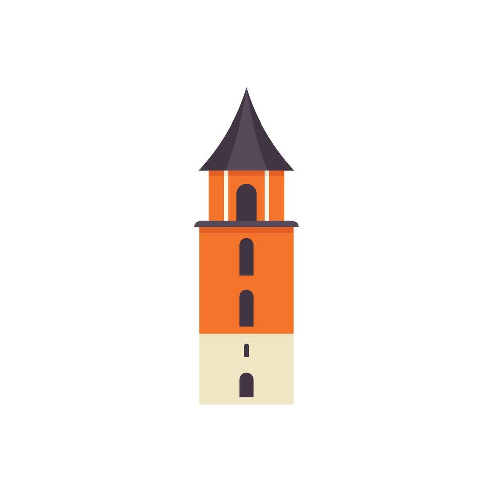 Medieval tower building standing tall with windows vector