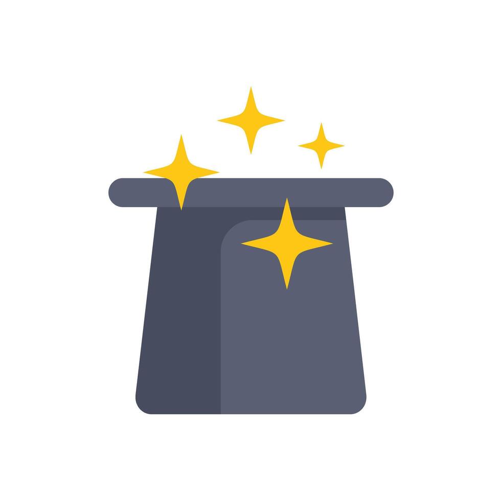 Magic hat glowing with sparkles appearing from top vector