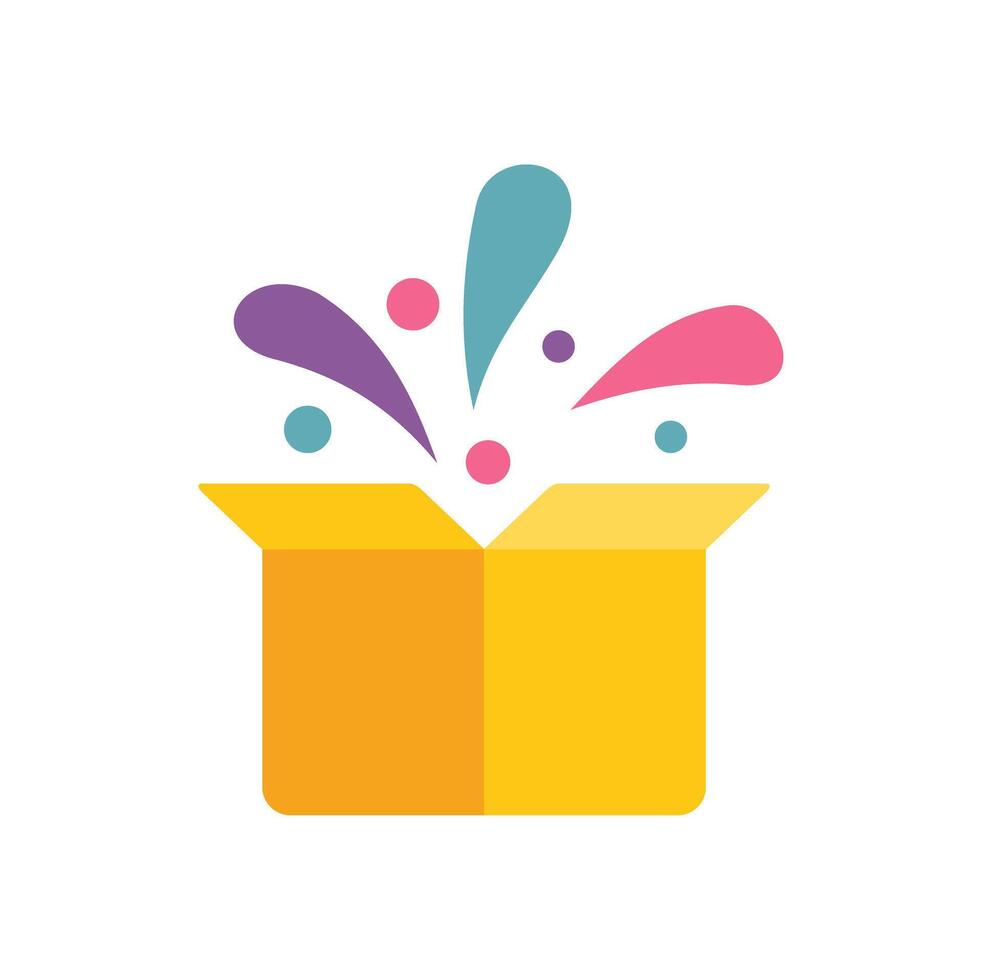 Open cardboard box exploding with colorful confetti vector