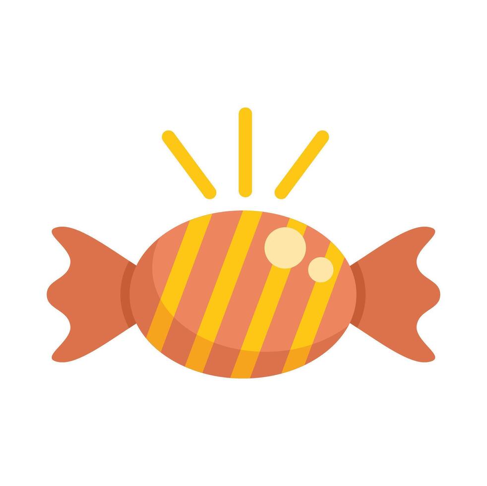 Delicious striped candy shining with yellow stripes and orange wrap vector
