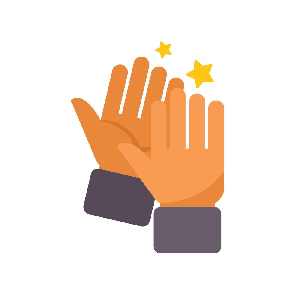 Two business people giving high five with sparkling stars around vector