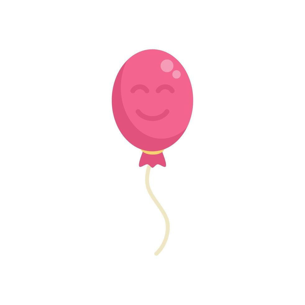 Pink balloon floating with happy smiling face expression vector
