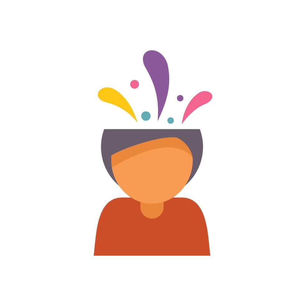 Creative person having an idea with colorful splash from open head vector