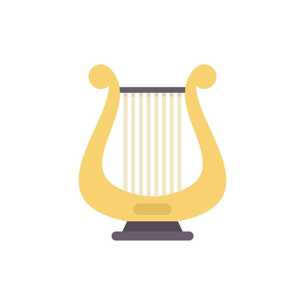 Golden harp standing on white background vector