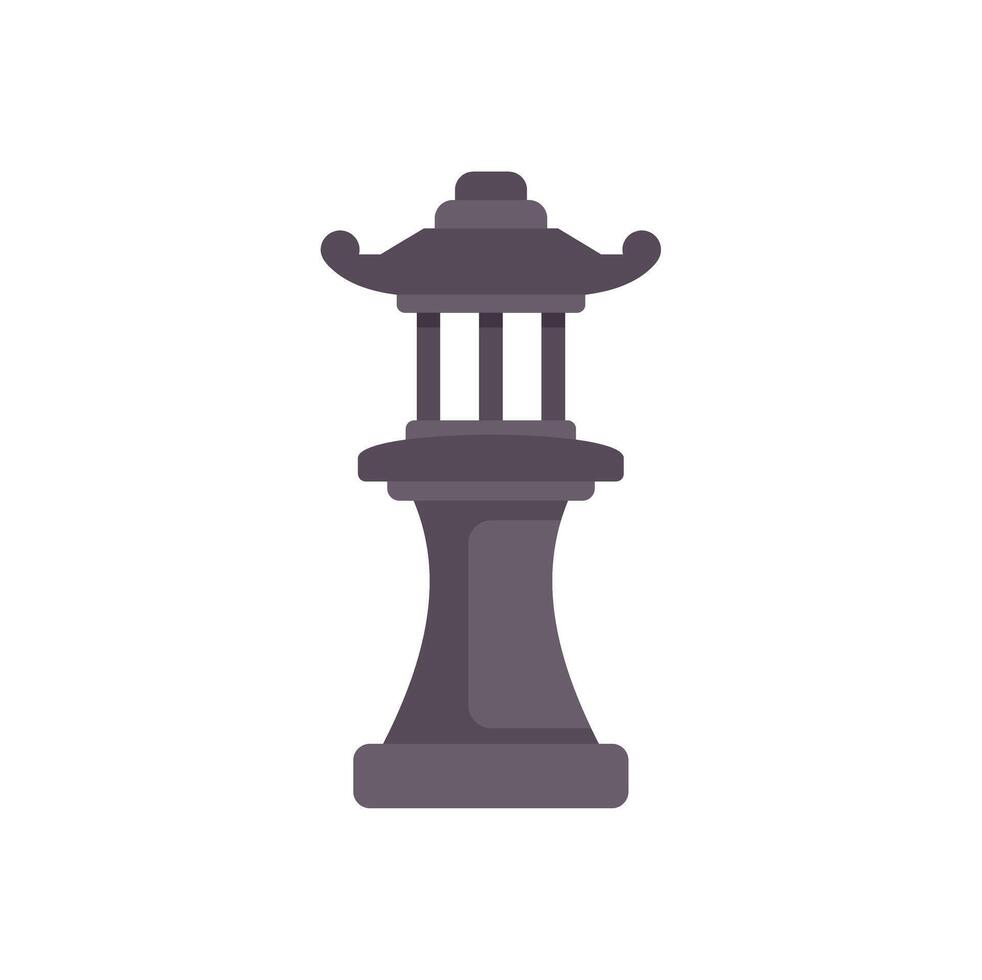 Stone lantern standing on pedestal with roof representing traditional japanese architecture vector