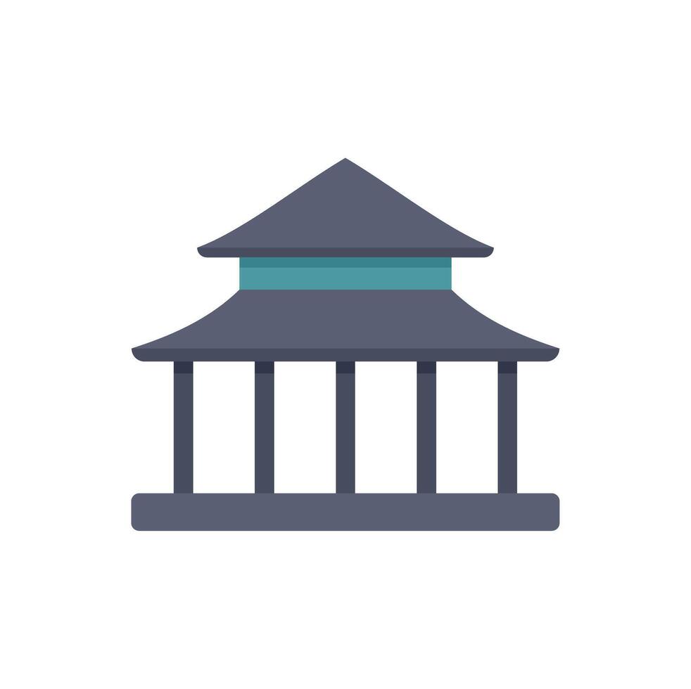 Traditional japanese building with curved roof and columns vector