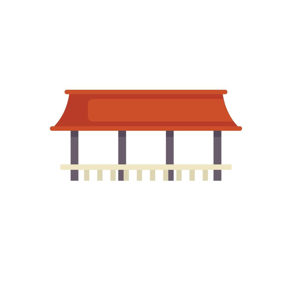 Traditional japanese covered bridge spanning water with red roof vector