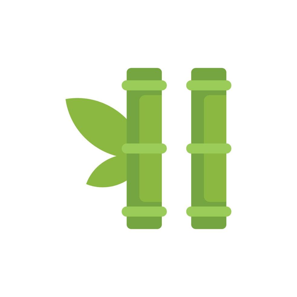 Two green bamboo stalks growing with leaves illustration vector
