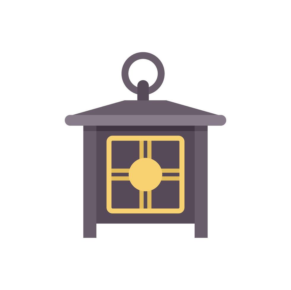 Japanese lantern hanging with yellow light emitting from inside vector