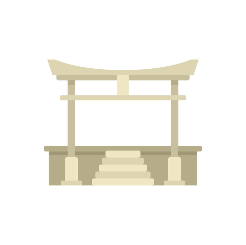Traditional japanese shinto shrine gate with stairway leading up to it vector