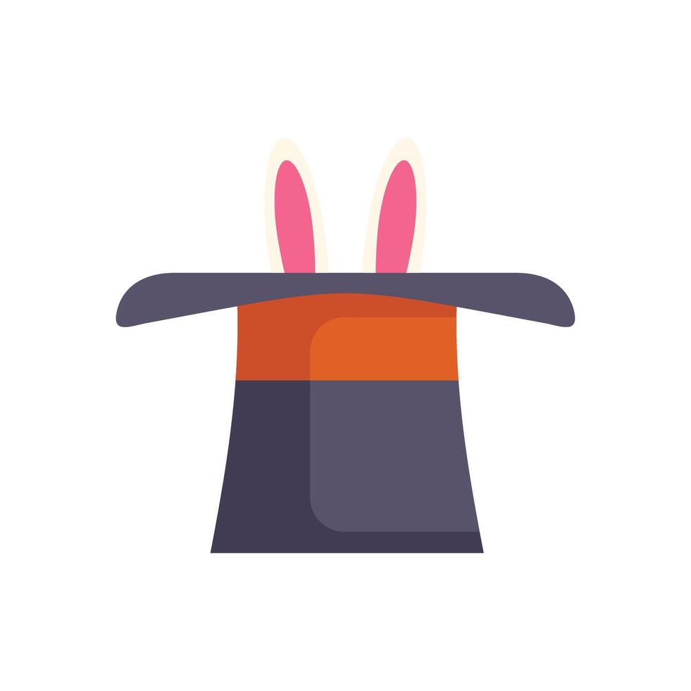 Magician top hat with bunny ears sticking out performing magic trick vector
