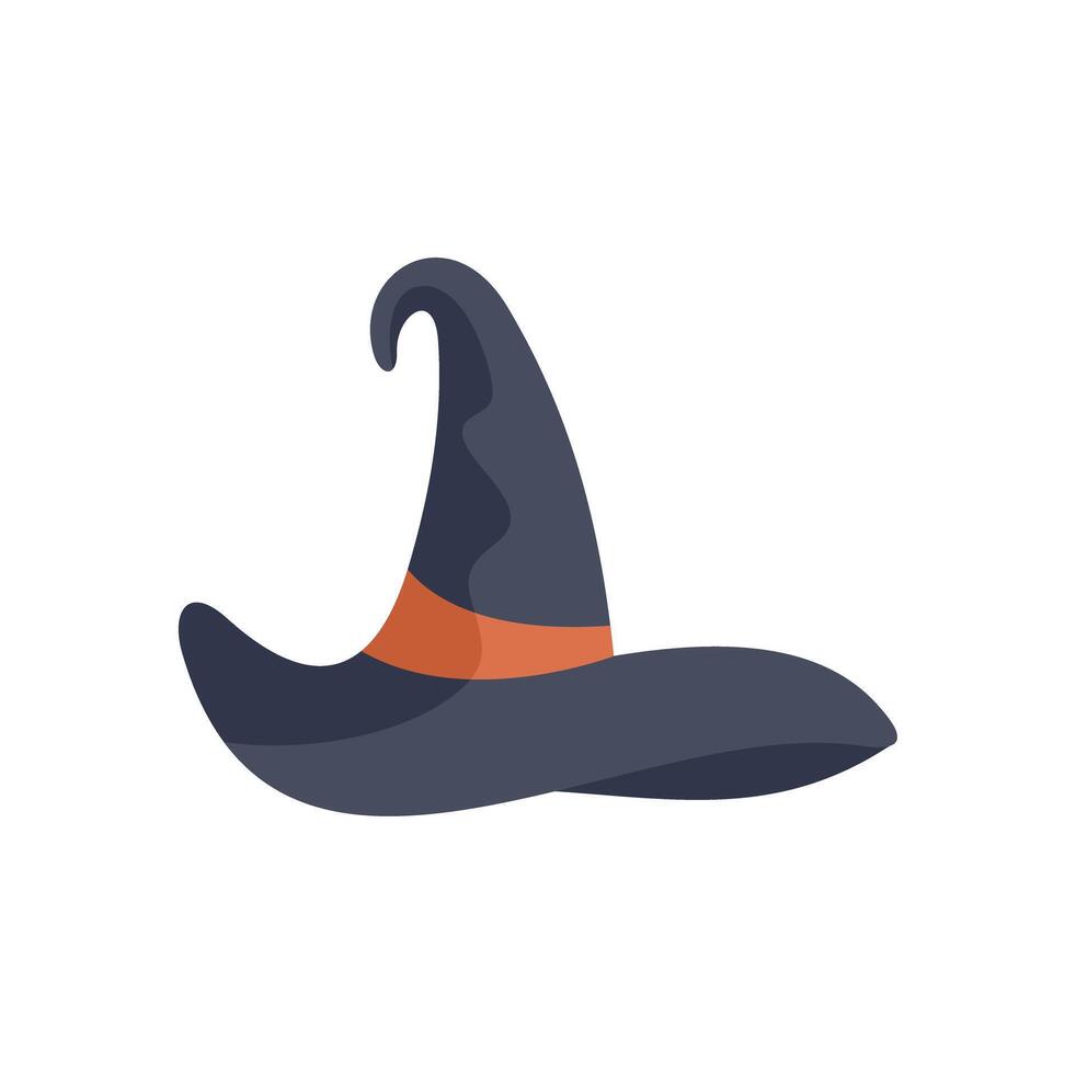 Tall pointy witch hat with orange band for halloween costume party vector