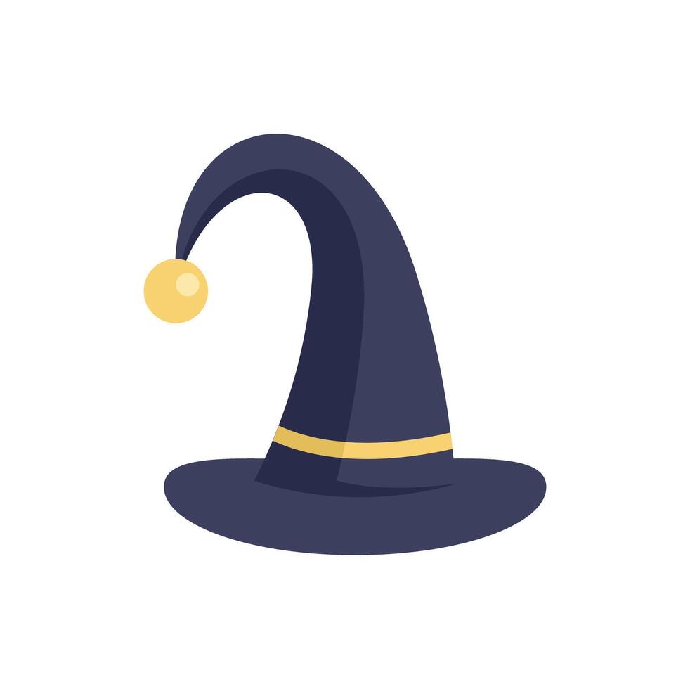 Tall pointy witch hat with gold buckle for halloween costume party vector