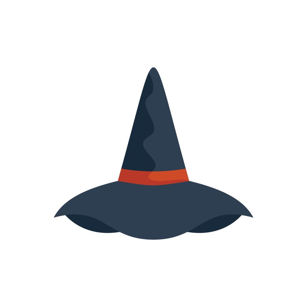 Black witch hat with red band floating on white background vector