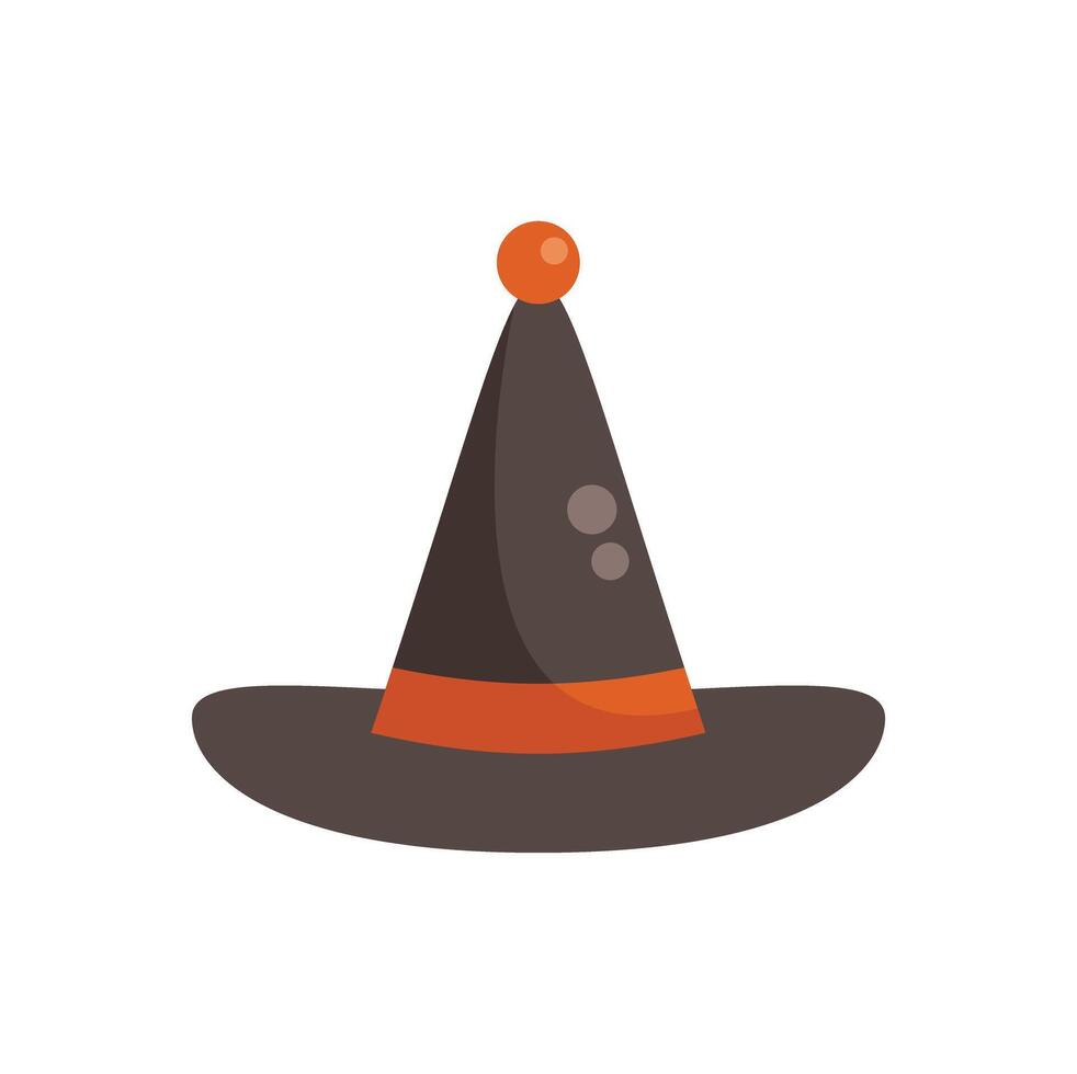 Black witch hat standing on white background vector