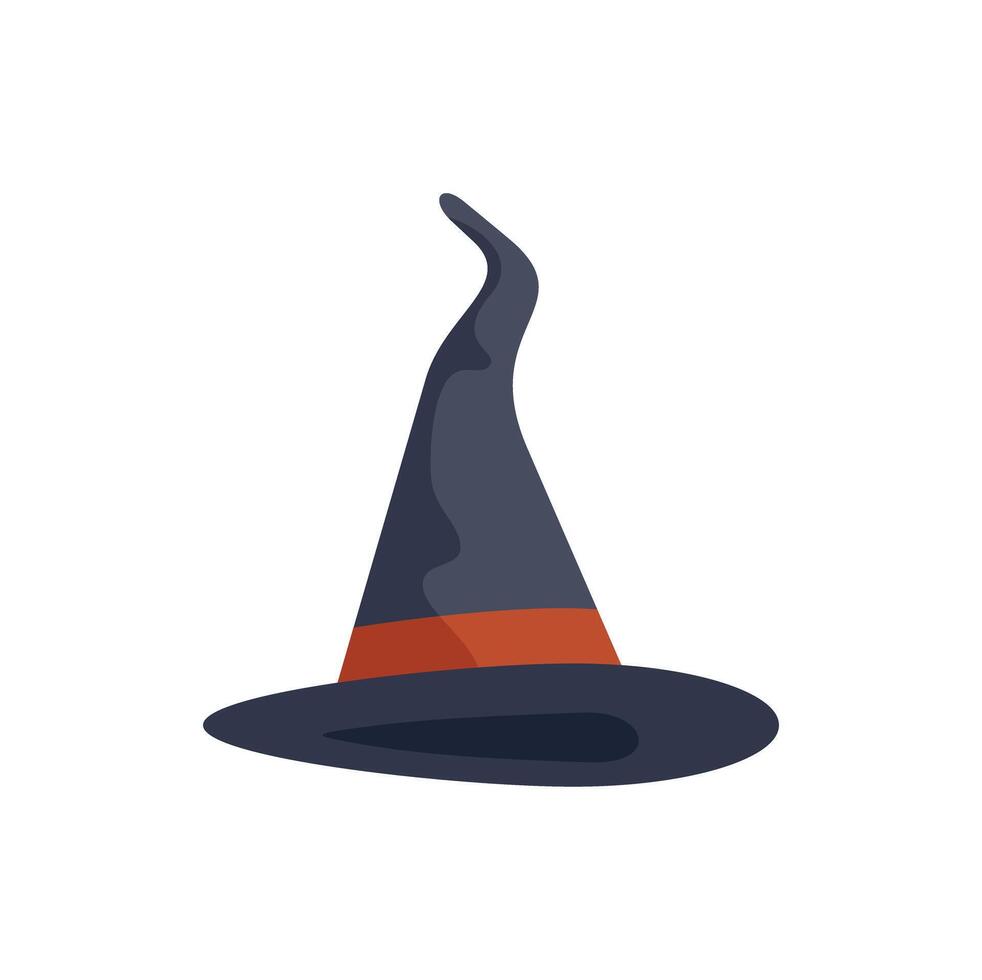 Dark blue witch hat standing on white background vector