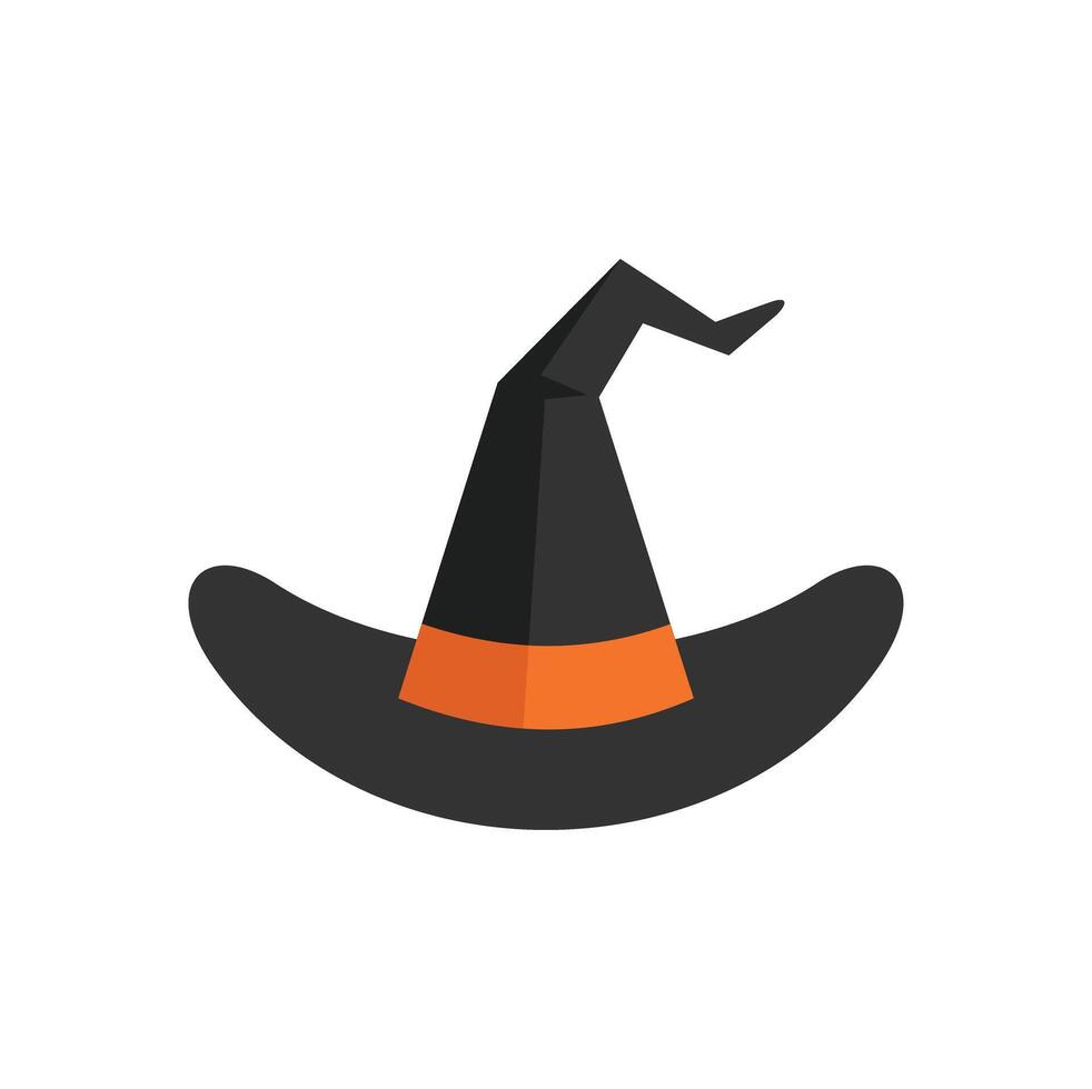 Black witch hat with an orange band is a classic symbol of halloween vector
