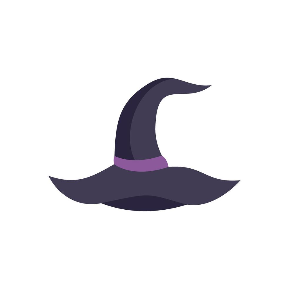 Cartoon witch hat pointing to the right, with a purple band vector