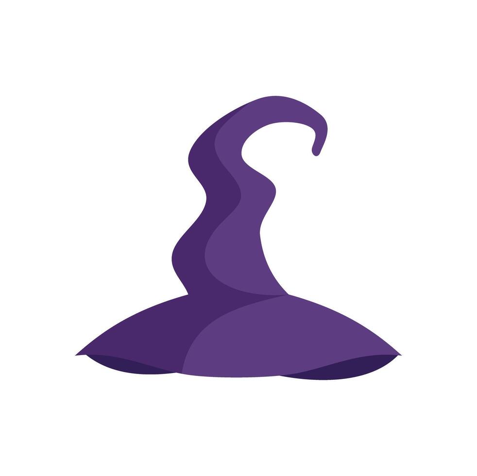Purple witch hat pointing up with white background vector